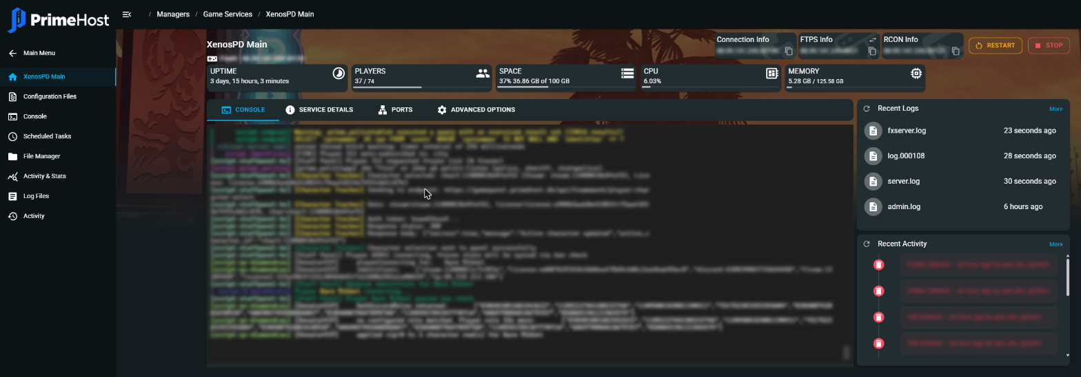 Game Panel: administration af en server